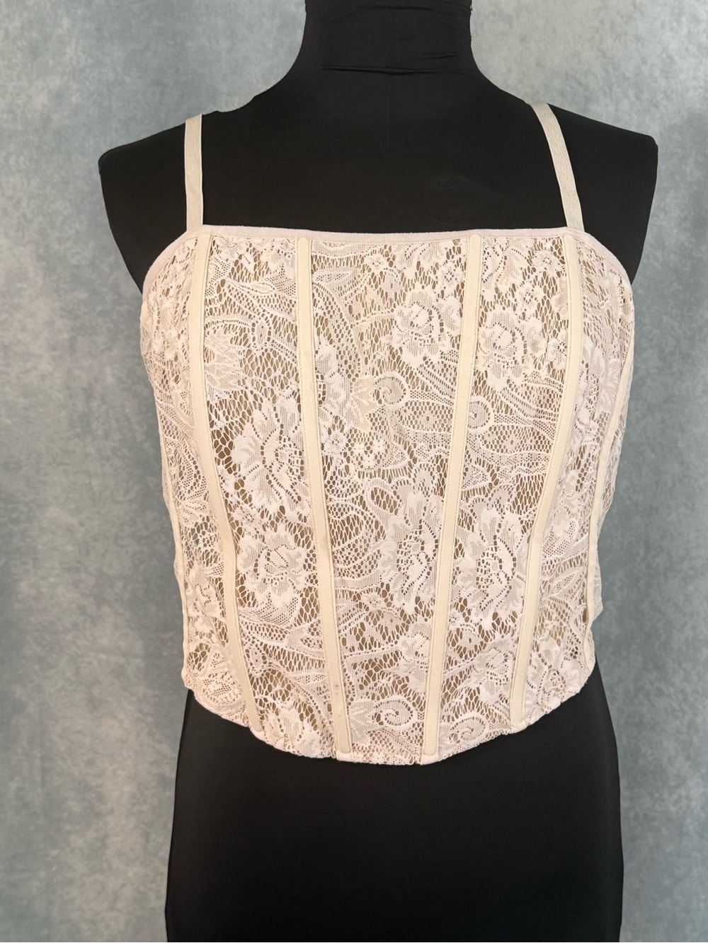 Torrid Ivory Lace Bustier Style Cropped Tank Size 1X
